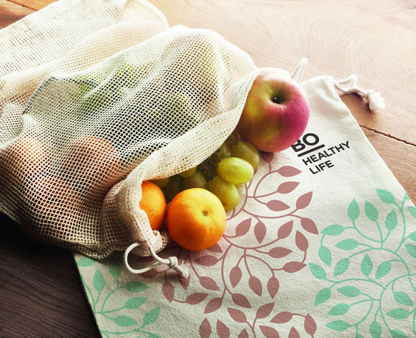 GiftRetail MO9865 - VEGGIE Sac réutilisable filet coton