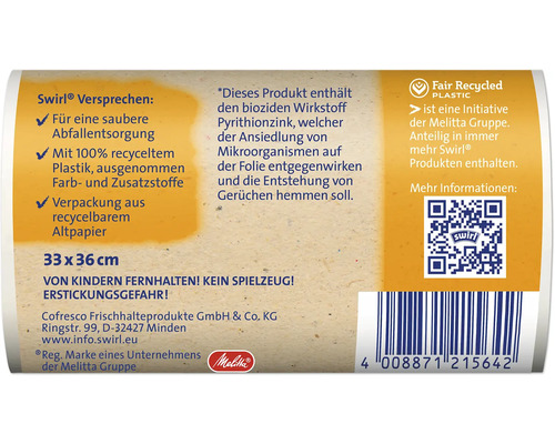 Swirl Badkamer & Cosmetica Vuilniszakken met Draaggreep 5 l 40 Stuks