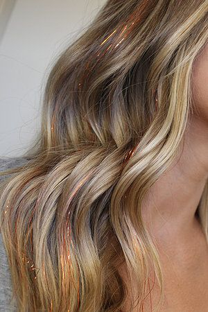 (90cm) Lametta Haar Strähnen Glitzer Haarverlängerung Hair Tinsel - Silber