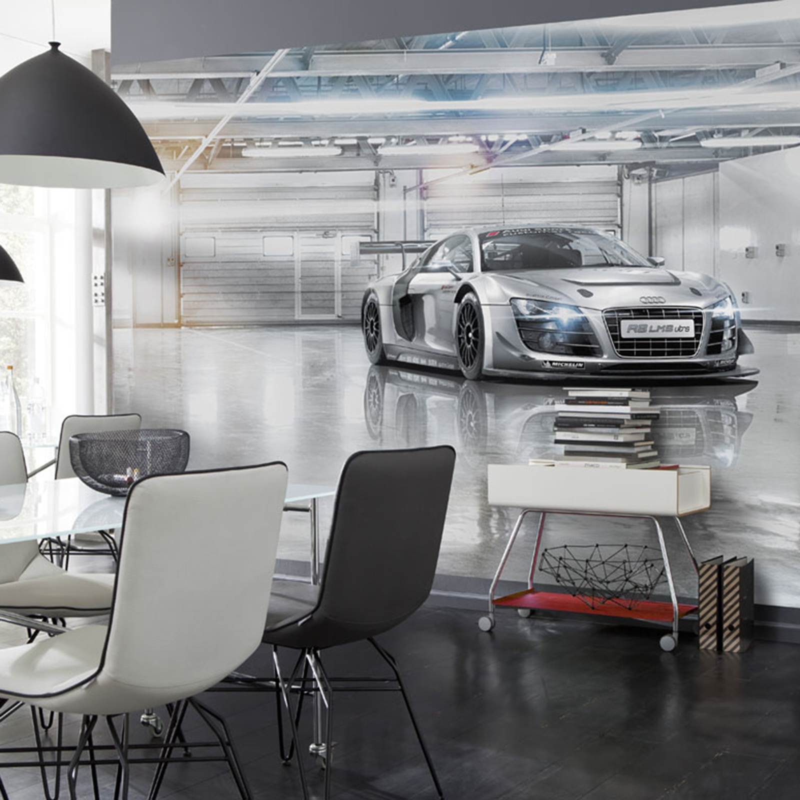 Papier-Fototapete AUDI R8 LE MANS - grau - 368x254 cm