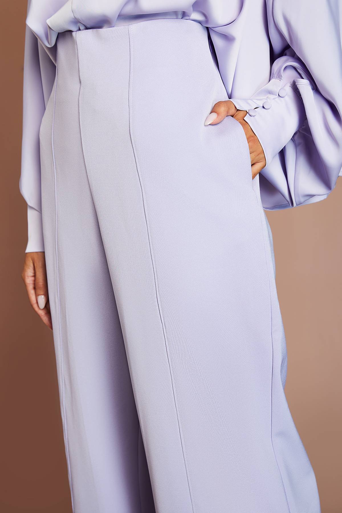 Coast Pantalon Large En Crêpe Stretch Lilas