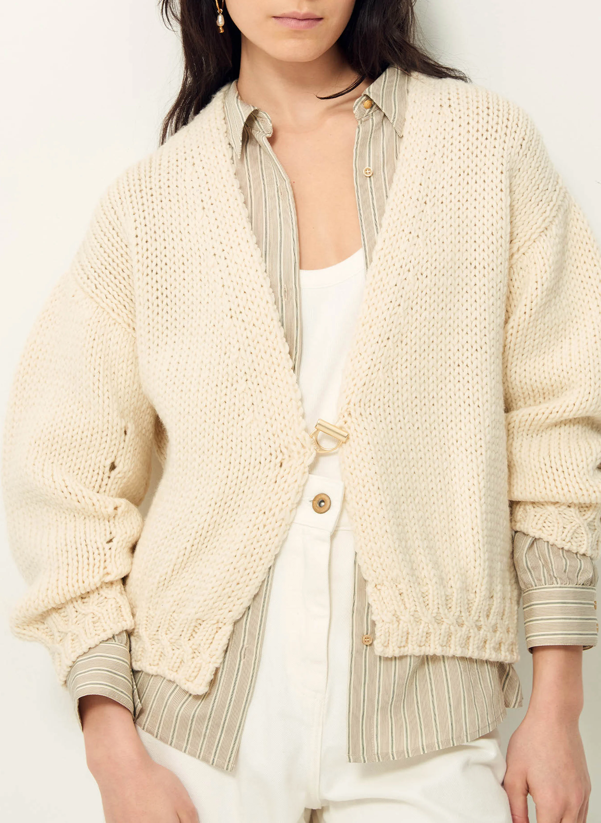 PONFERRADA - Cardigan oversize en laine mélangée | Beige