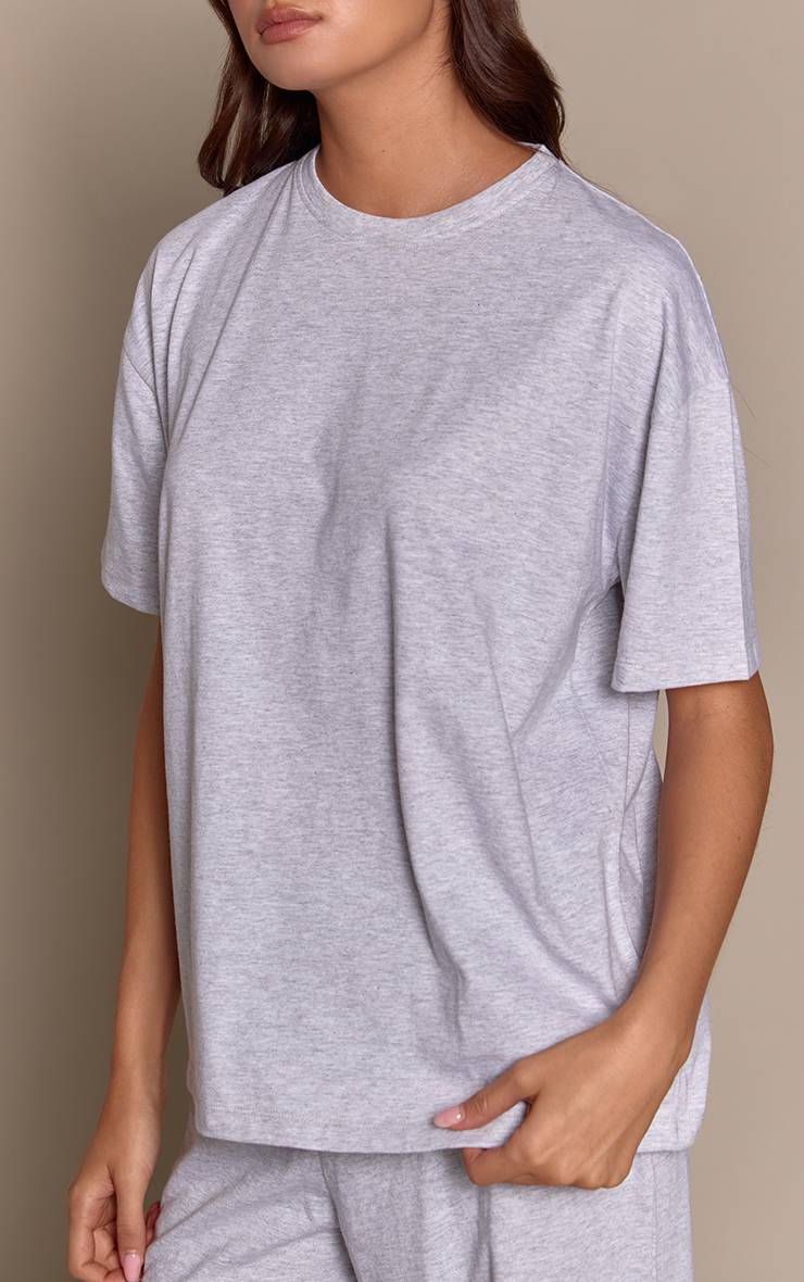 Gris Cendré Haut De Pyjama Ample À Manches Courtes