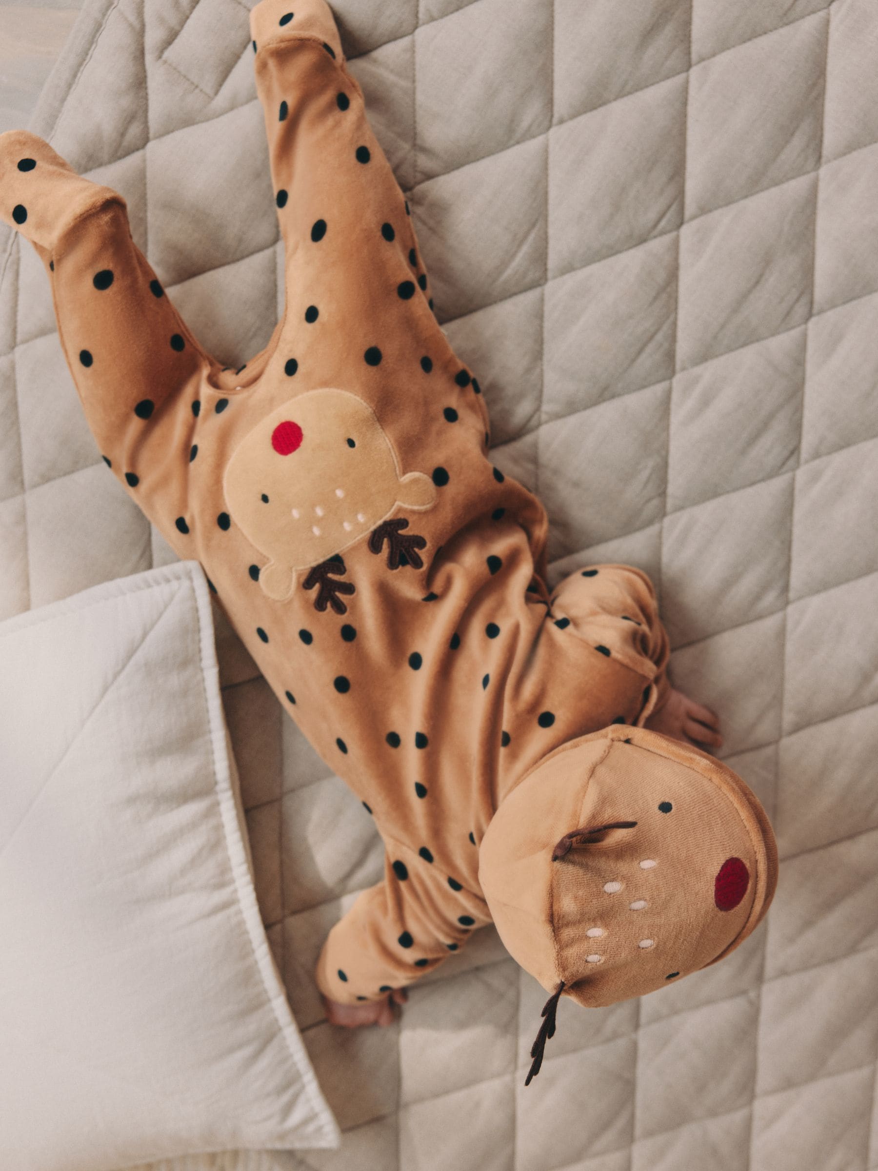 Bruin rendier - Baby kerst verkleed pyjama (0mnd -2jr)