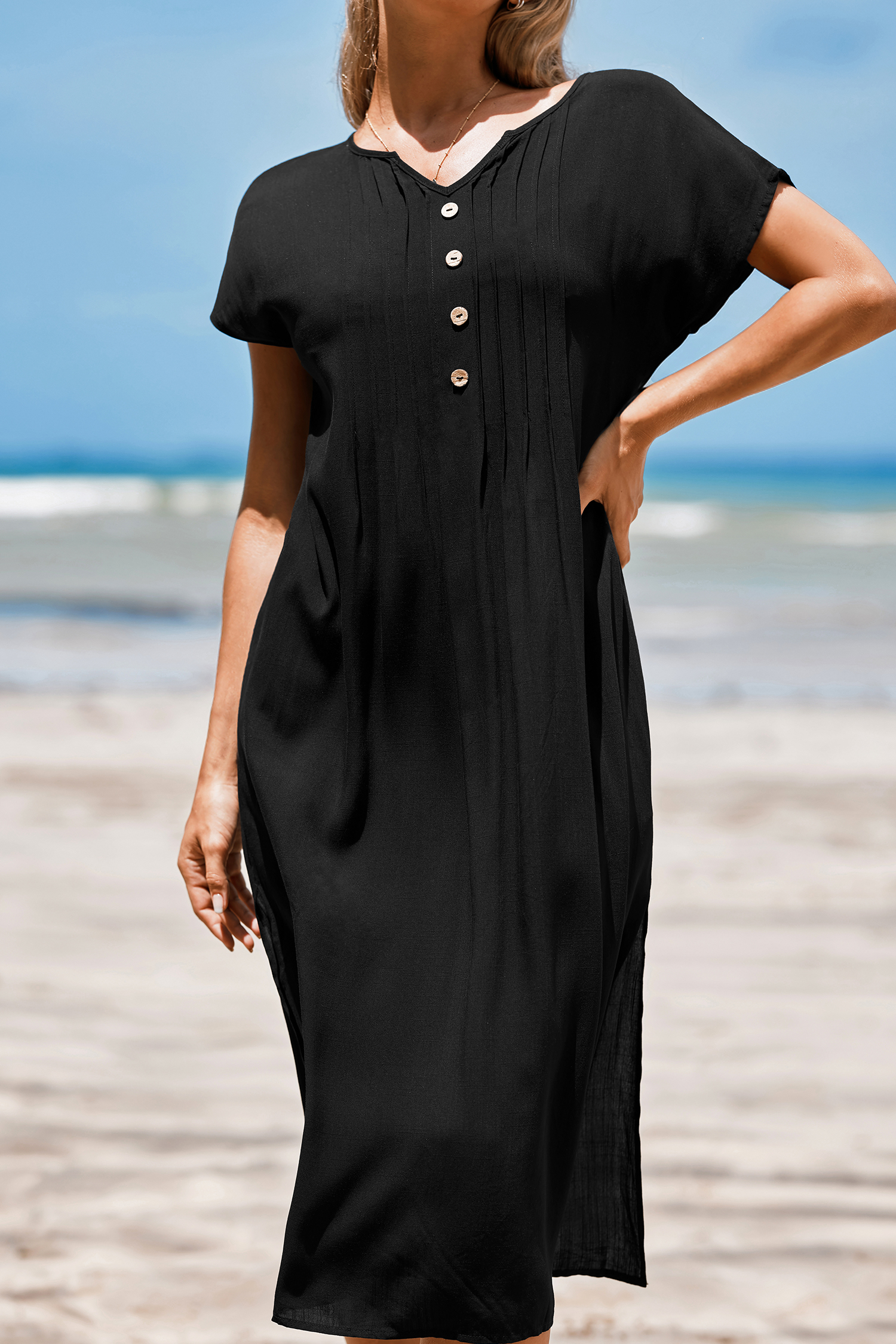 Robe midi forme en T noire