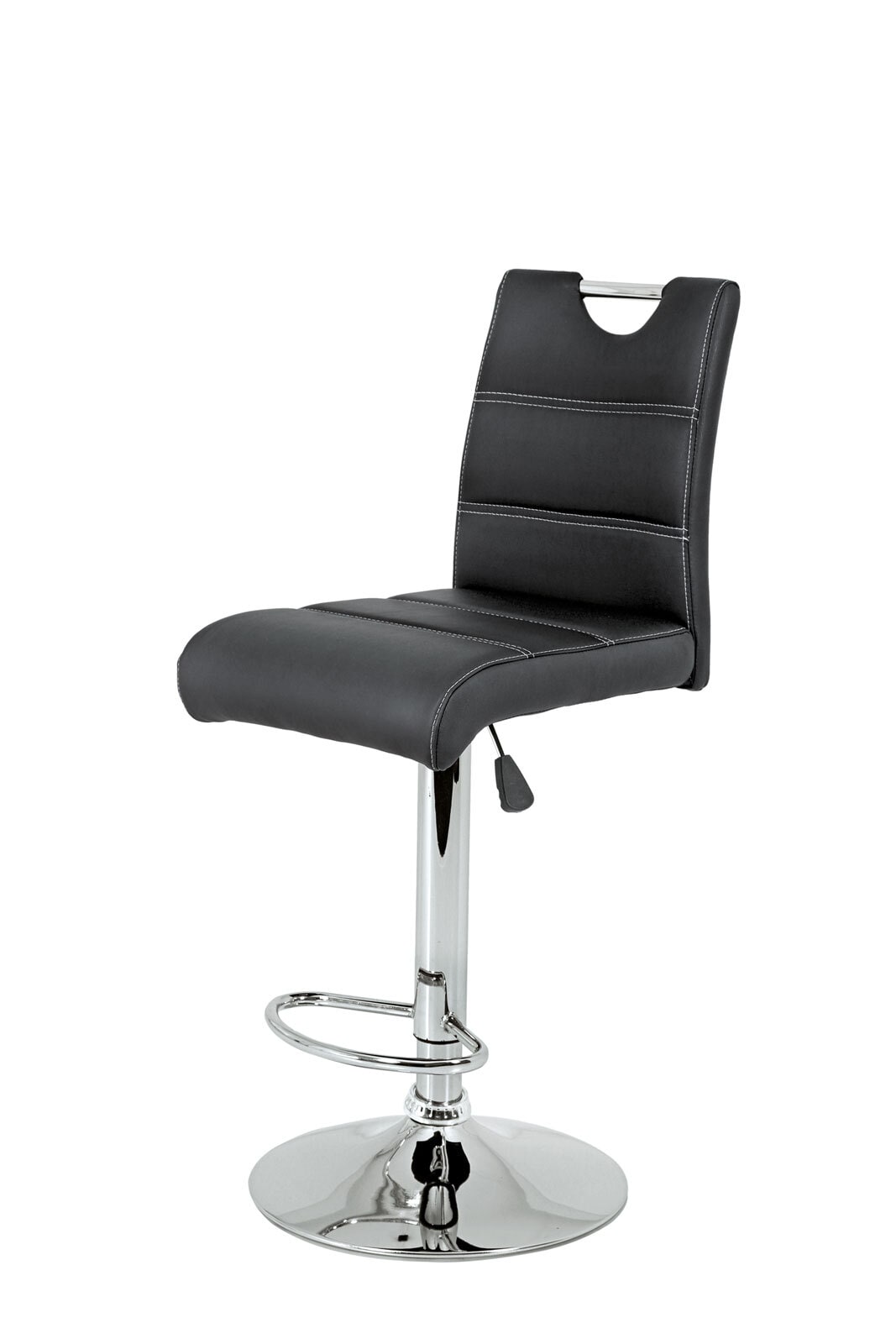 Barhocker Miranda Lederlook Schwarz 38x97-119x50 cm