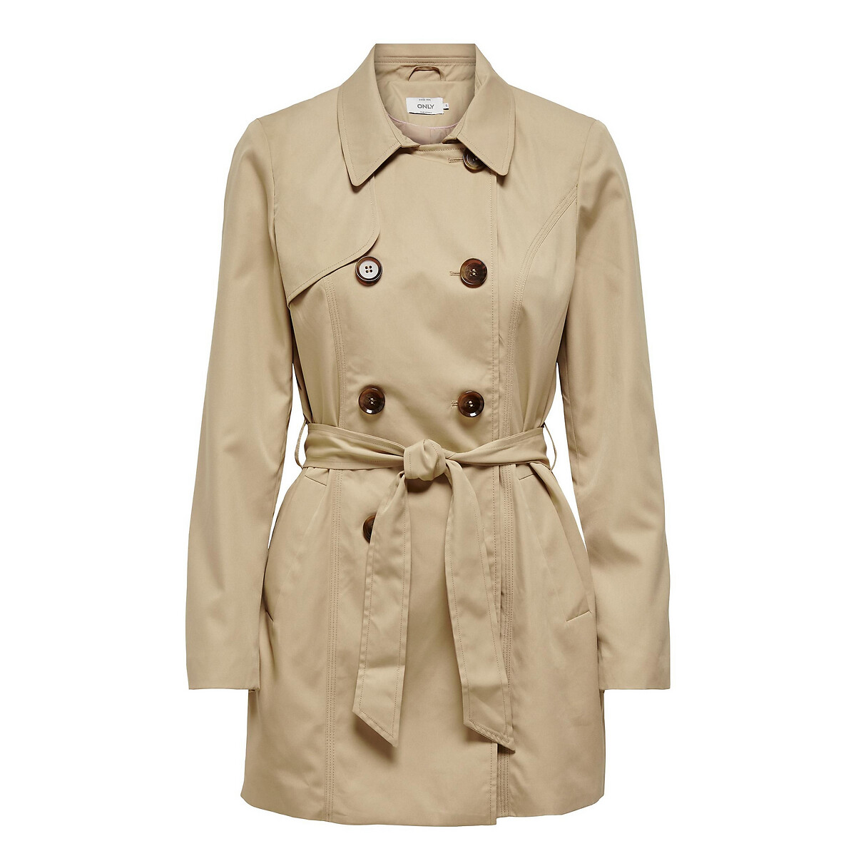 SOMENTE<br>Trench coat com fechamento por botões e cinto para amarrar