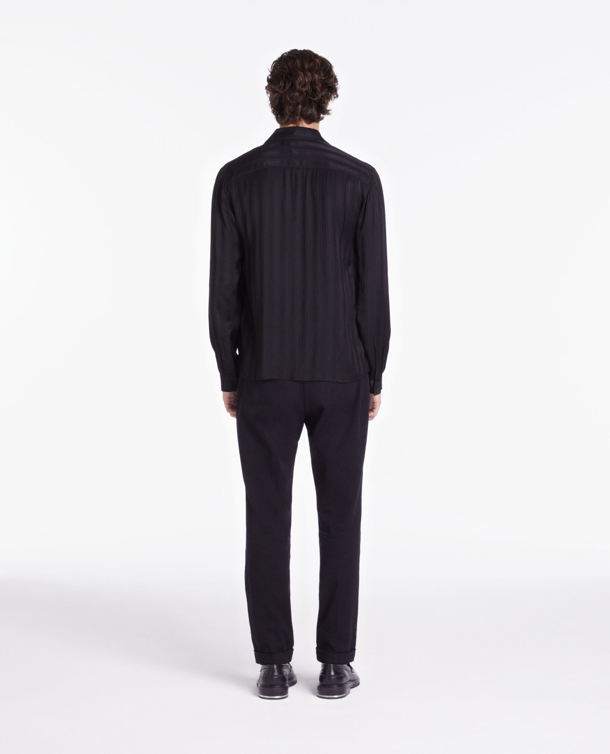 Chemise jacquard noire à rayures