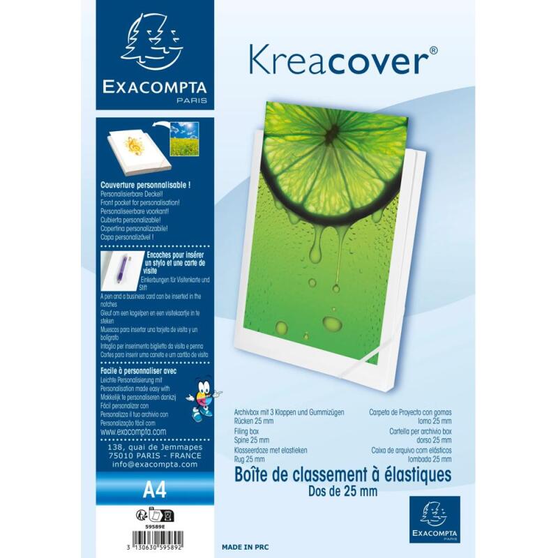 Boite de classement Dos 25mm polypropylène opaque 7/10e Krea Cover - A4 - Blanc