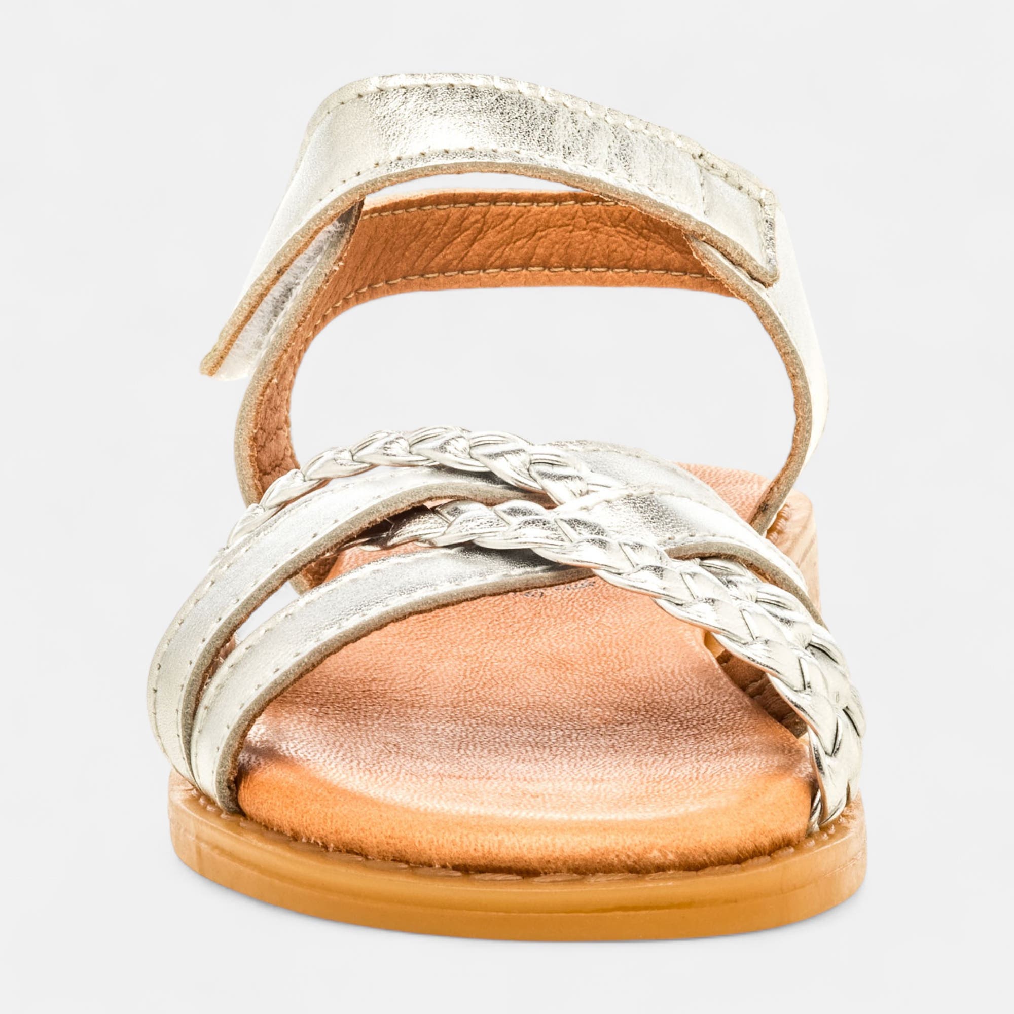 Nu-pieds Fille en cuir argent