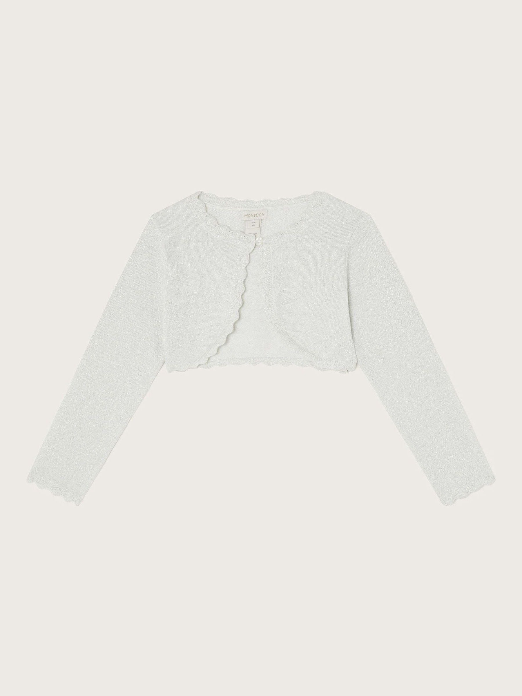 Zilver - Monsoon Maeve Sparkle Scallop 100% Cotton Cardigan
