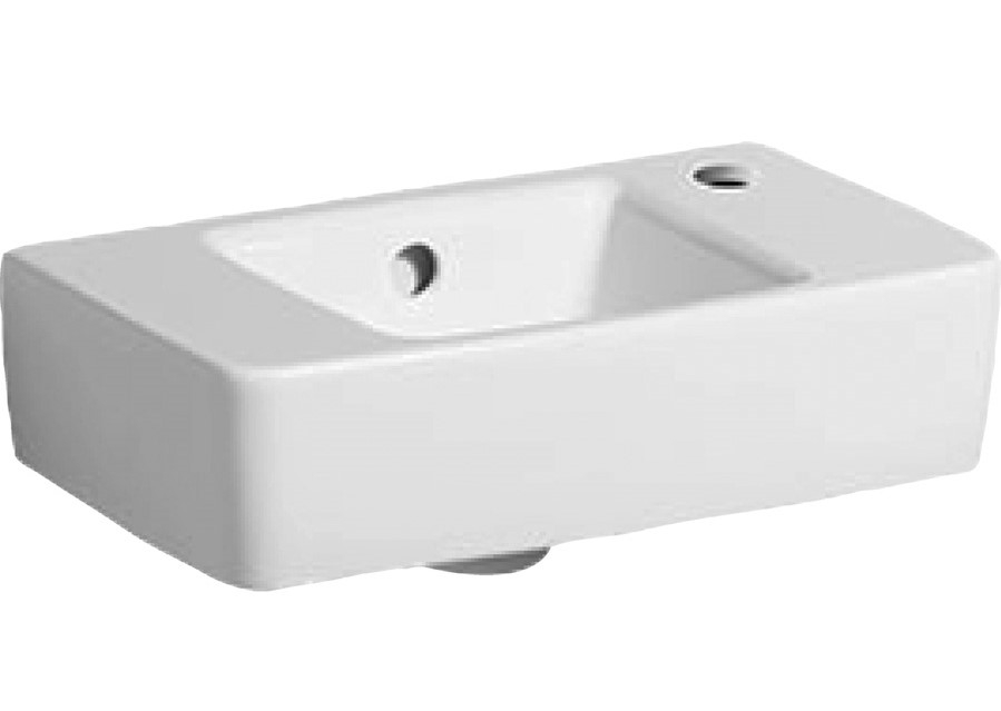 Geberit Renova Plan fontein 40cm met overloop en kraangat rechts wit