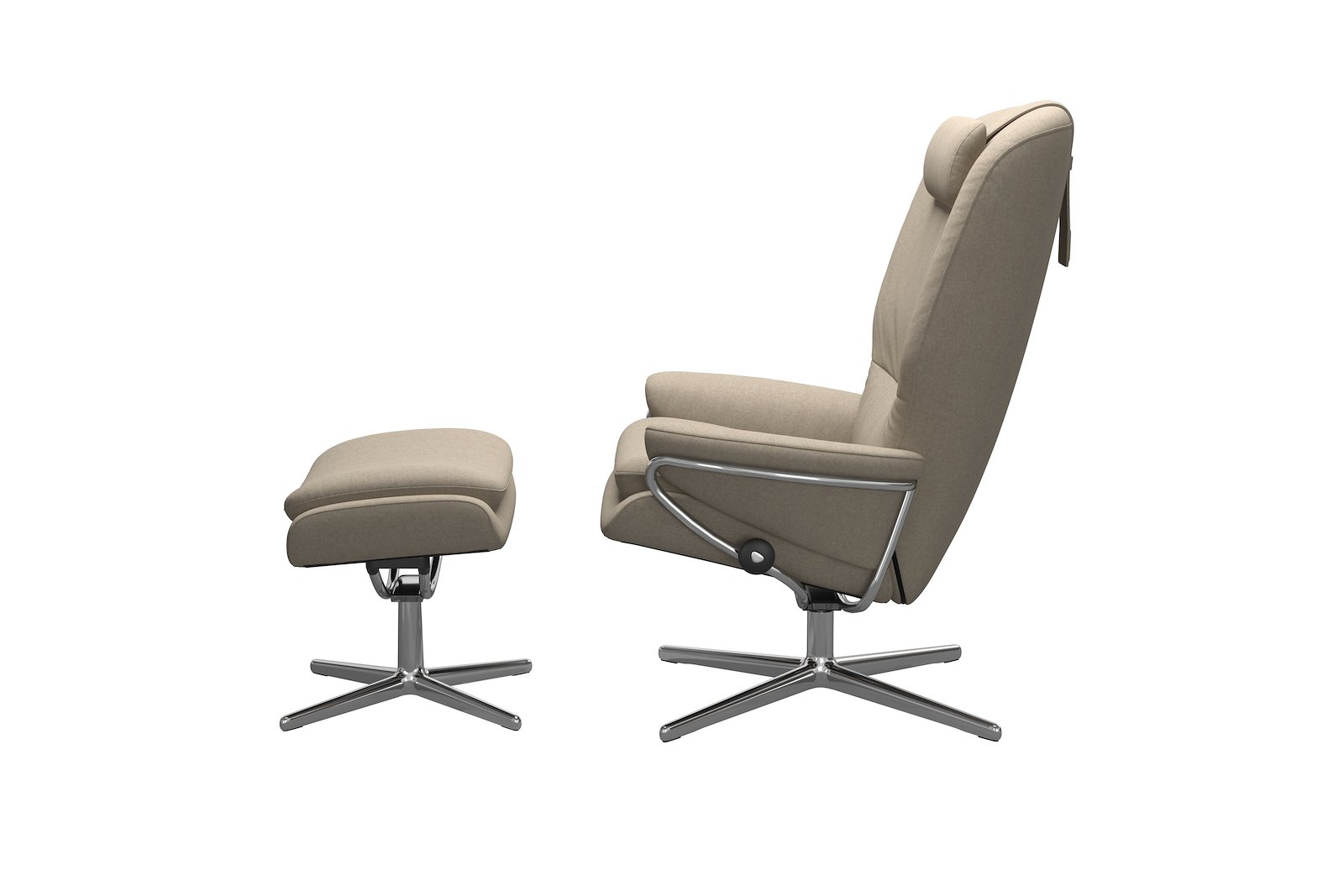 Rome lenestol m/krakk Tekstil Calido Light Beige - Cross - Chrome