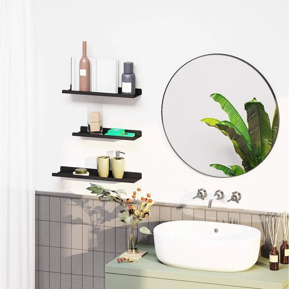 Parya Home Metalen wandplanken, set van 3, zwevende planken