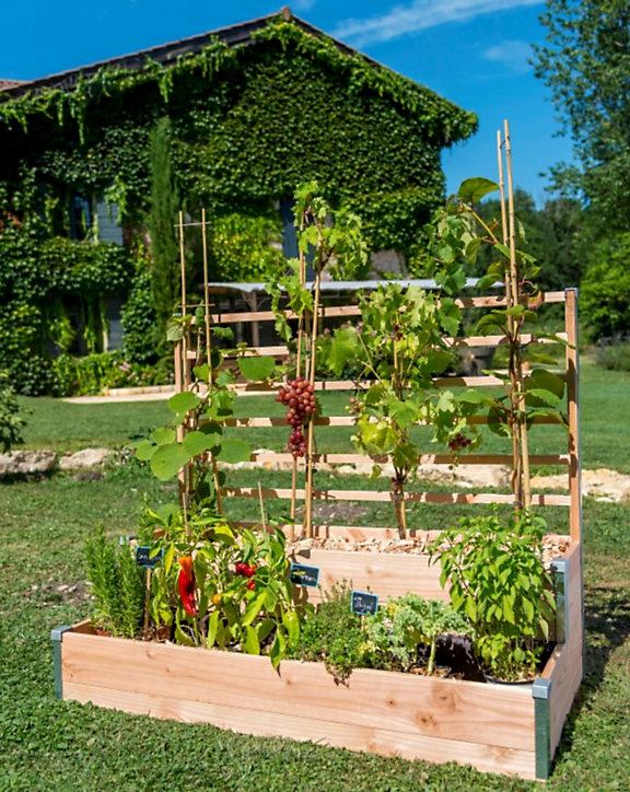Carré Potager 2 étages Mon Petit Potager Treillis Design 125 x 60 x h.100 cm