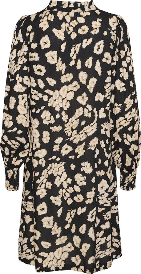 Kaffe KAbeathe Short Dress Black/sand leo print