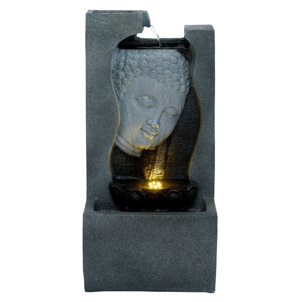 Fontaine de jardin lumineuse visage Bouddha H60cm