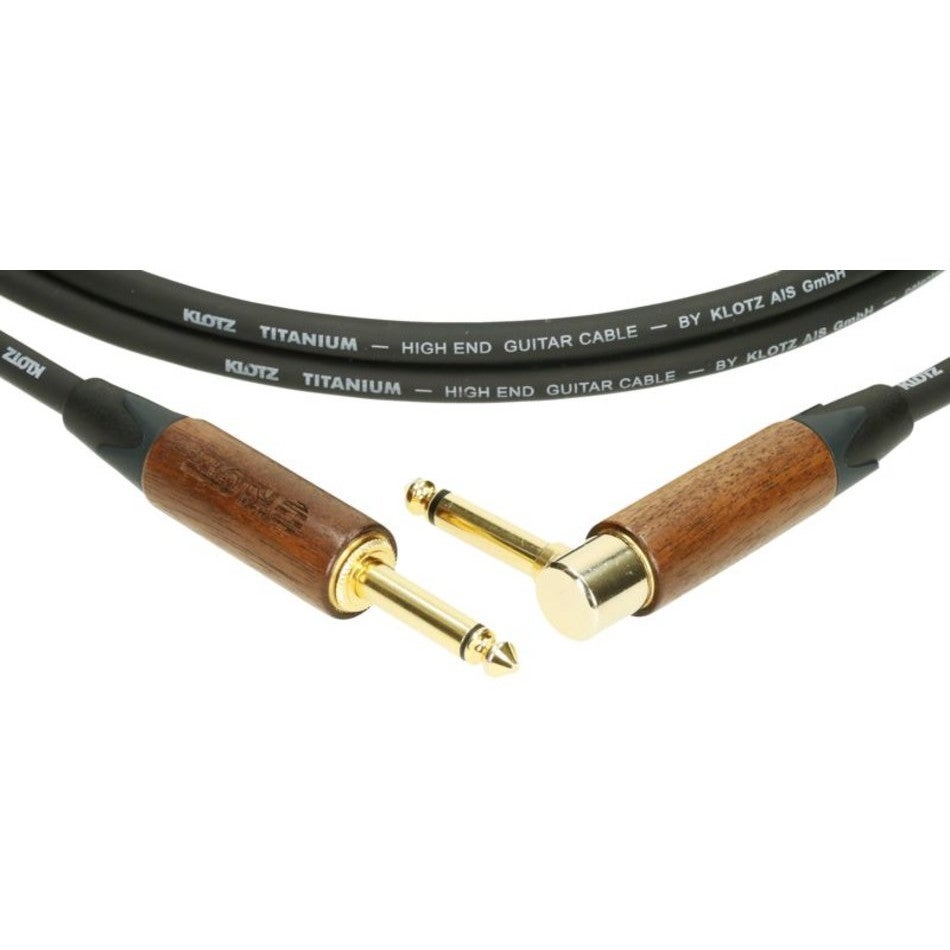Klotz TIW0600PR Titanium walnut gitaarkabel 2p 6.35mm verguld haaks-recht 6m