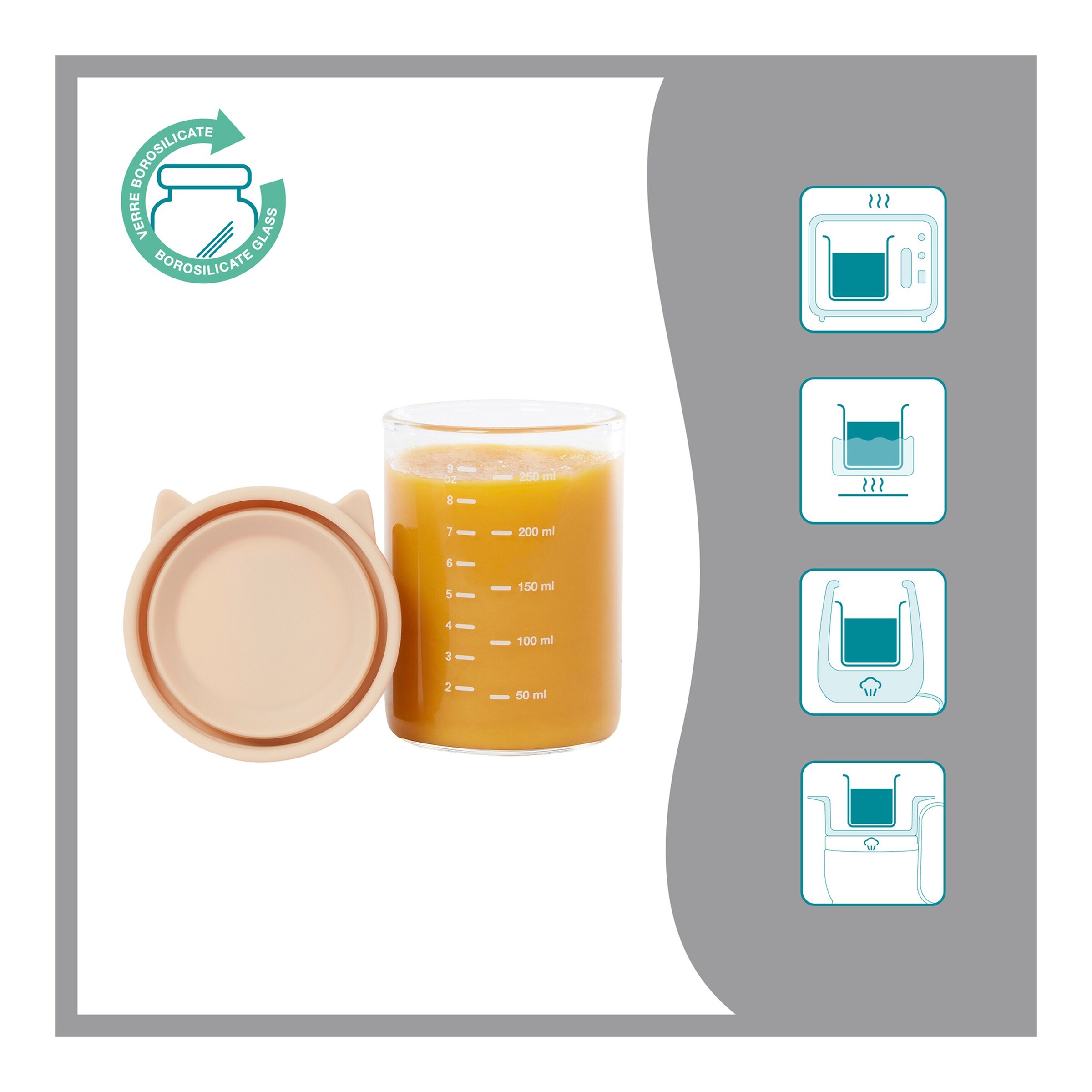 Babymoov 6er-Pack ISY Aufbewahrungsbecher Glas Bowls 250ml