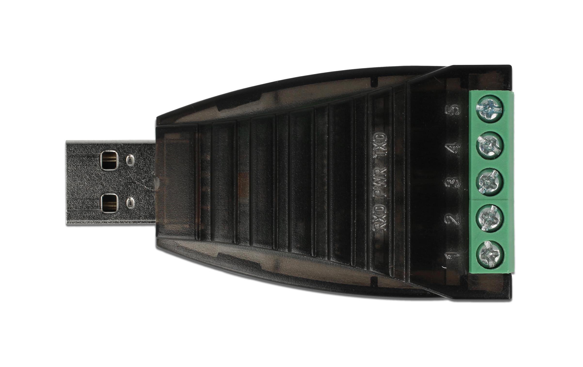 USB-Adapter USB Typ-A zu RS-422/485 Terminalblock 5PinDelock Konverter USB Typ-A zu Seriell RS-422/485 Terminalblock mit Überspannungsschutz 600 W