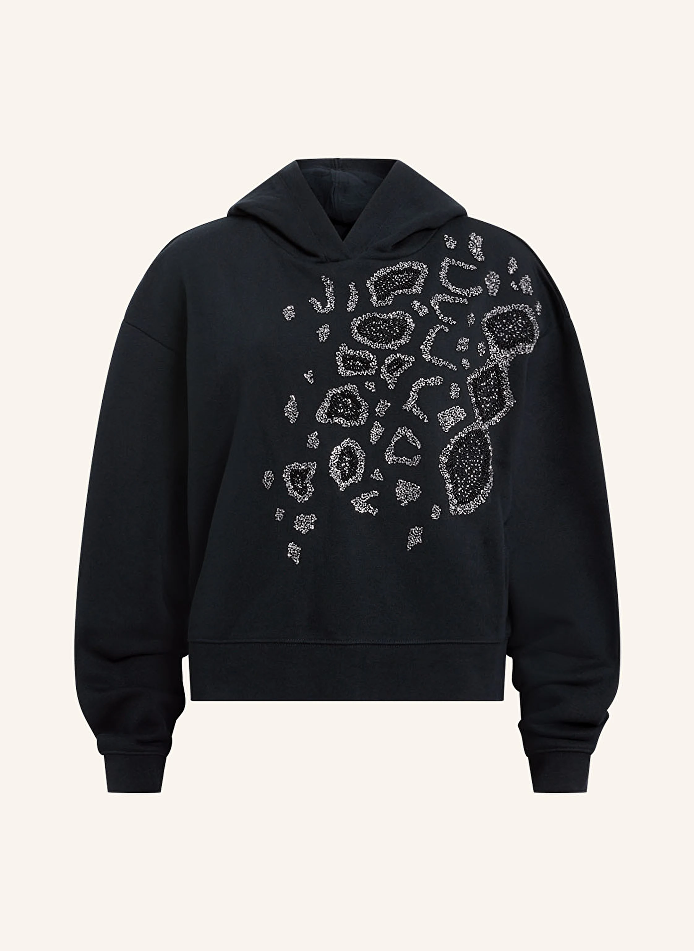 ALLSAINTS Cropped-Hoodie mit Schmuckperlen