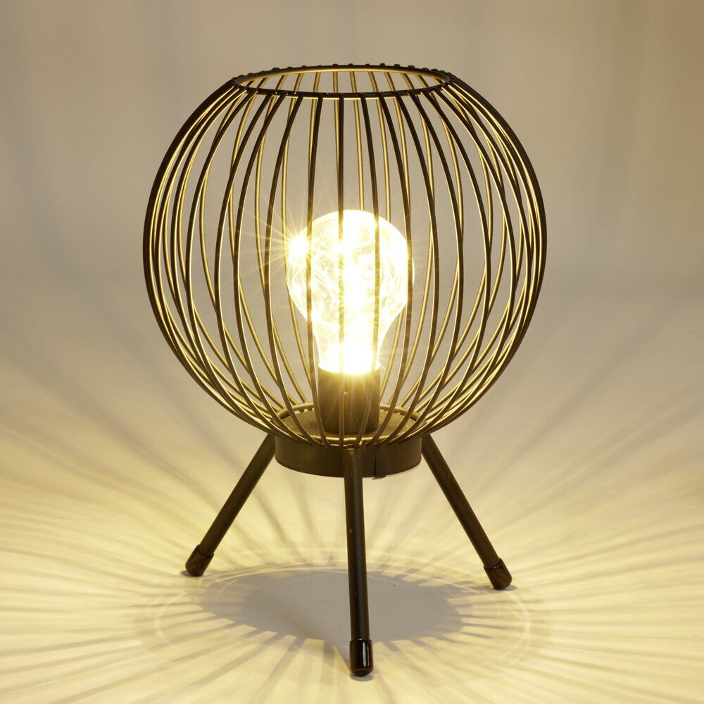 Lanterne LED ajourée sur pieds métal noir Ø18xH24,5cm
