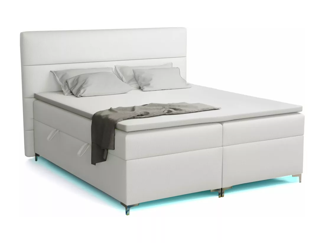 Lit boxspring avec surmatelas Verdalen LED, 180x200 cm, Soft 17 (Blanc)