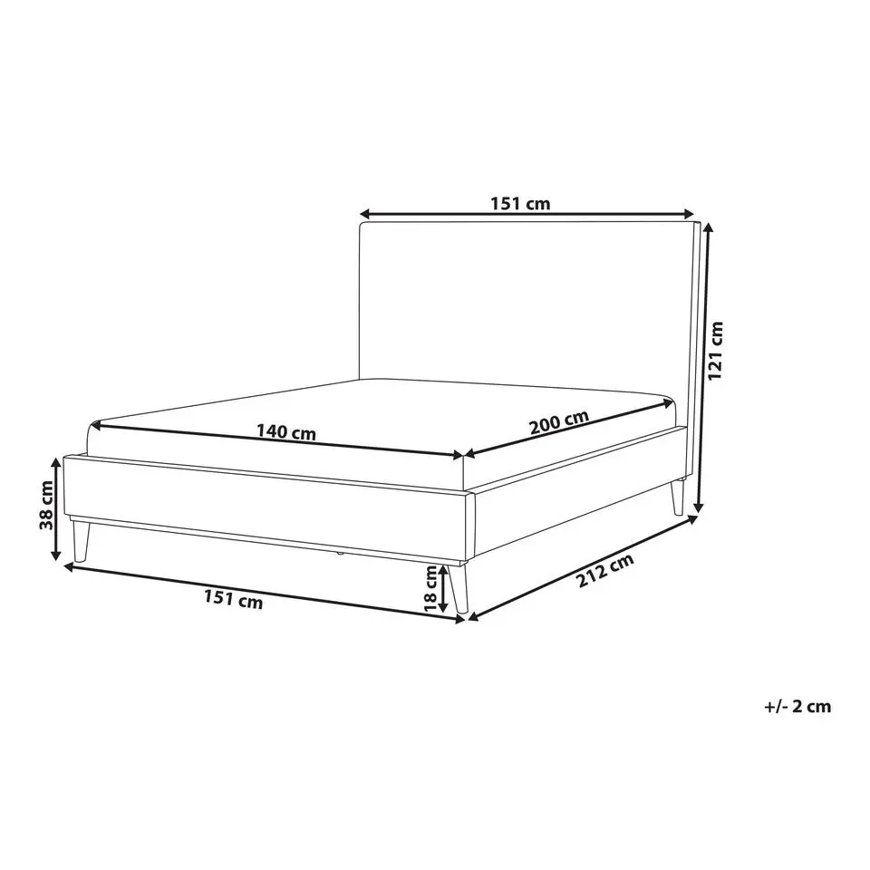 BAYONNE - Tweepersoonsbed - Wit - 140 x 200 cm - Fluweel