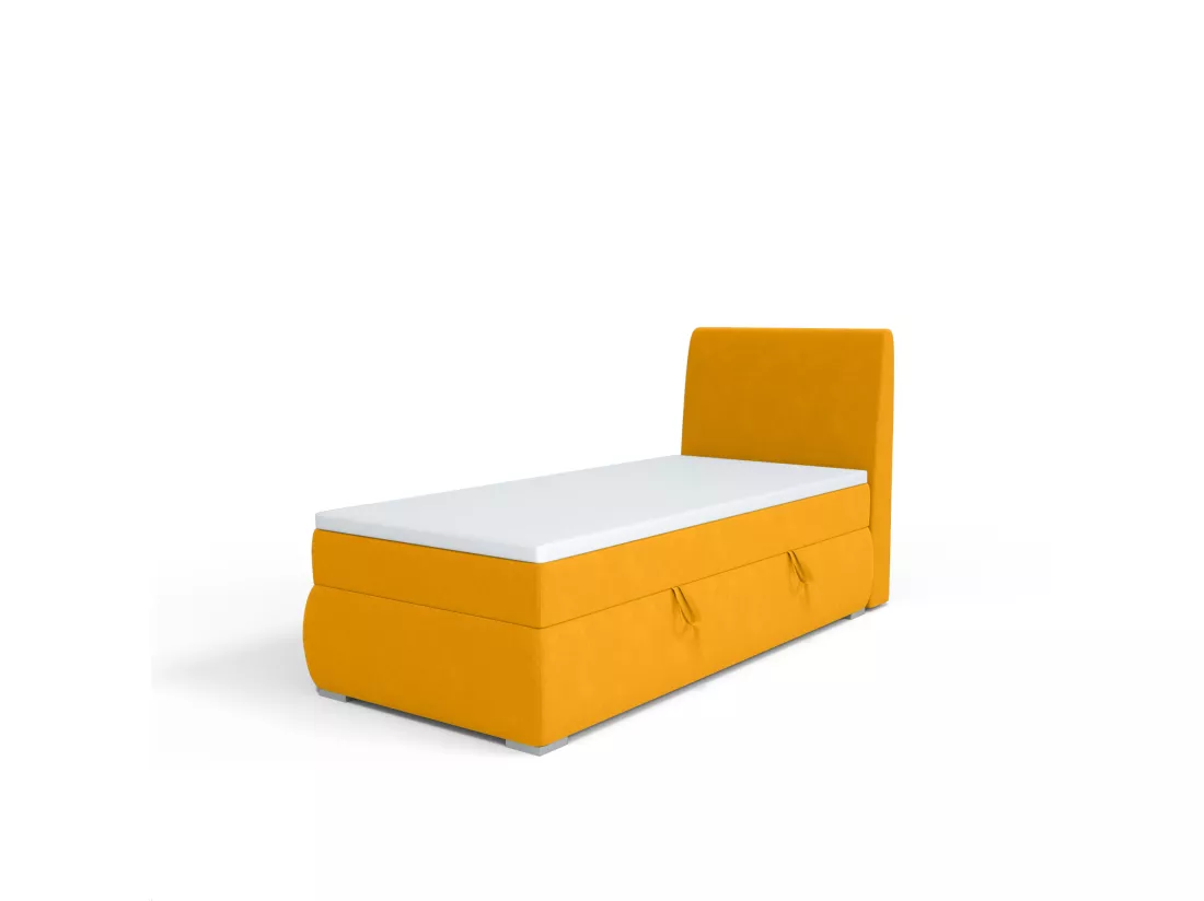 LIT BOXSPRING avec coffre de rangement Buffalo Mini côté droit 100x200 cm, Fancy 48 (Jaune)