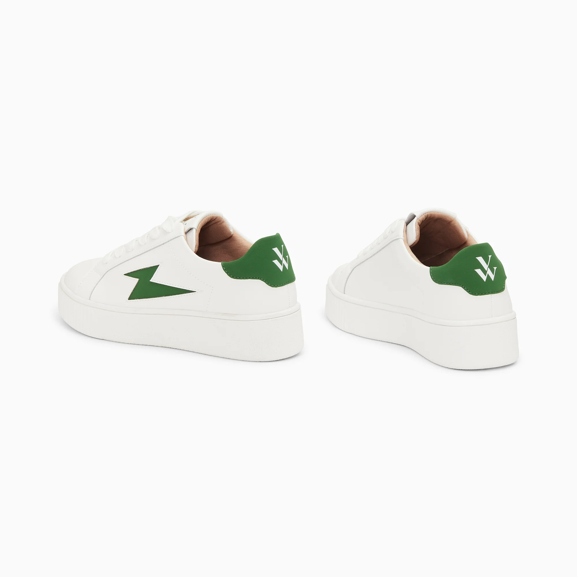 Sneakers-Baskets éclair Angie blanc et vert à lacets