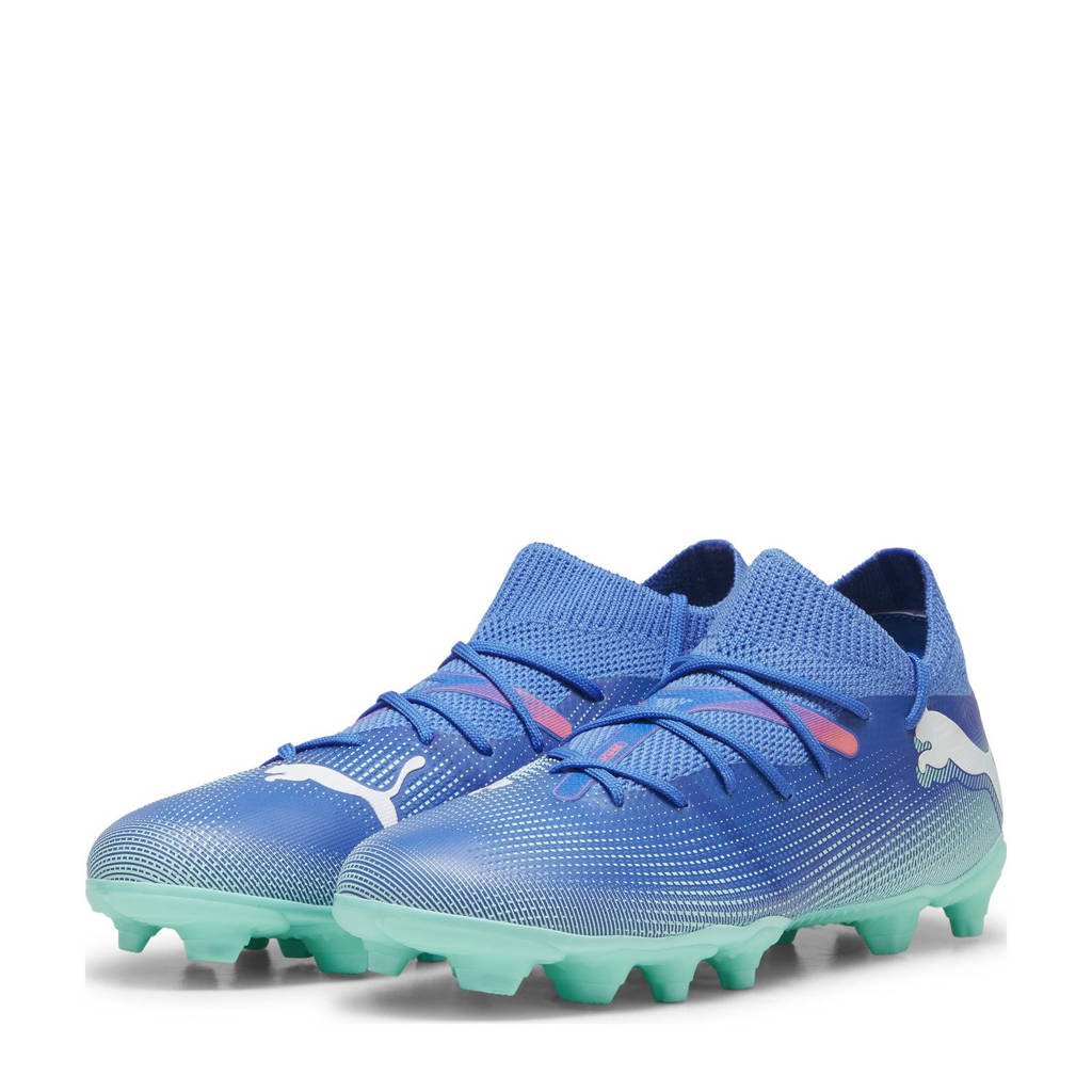 Puma Future 7 Matchjunior voetbalschoenen kobaltblauw/wit/mintgroen