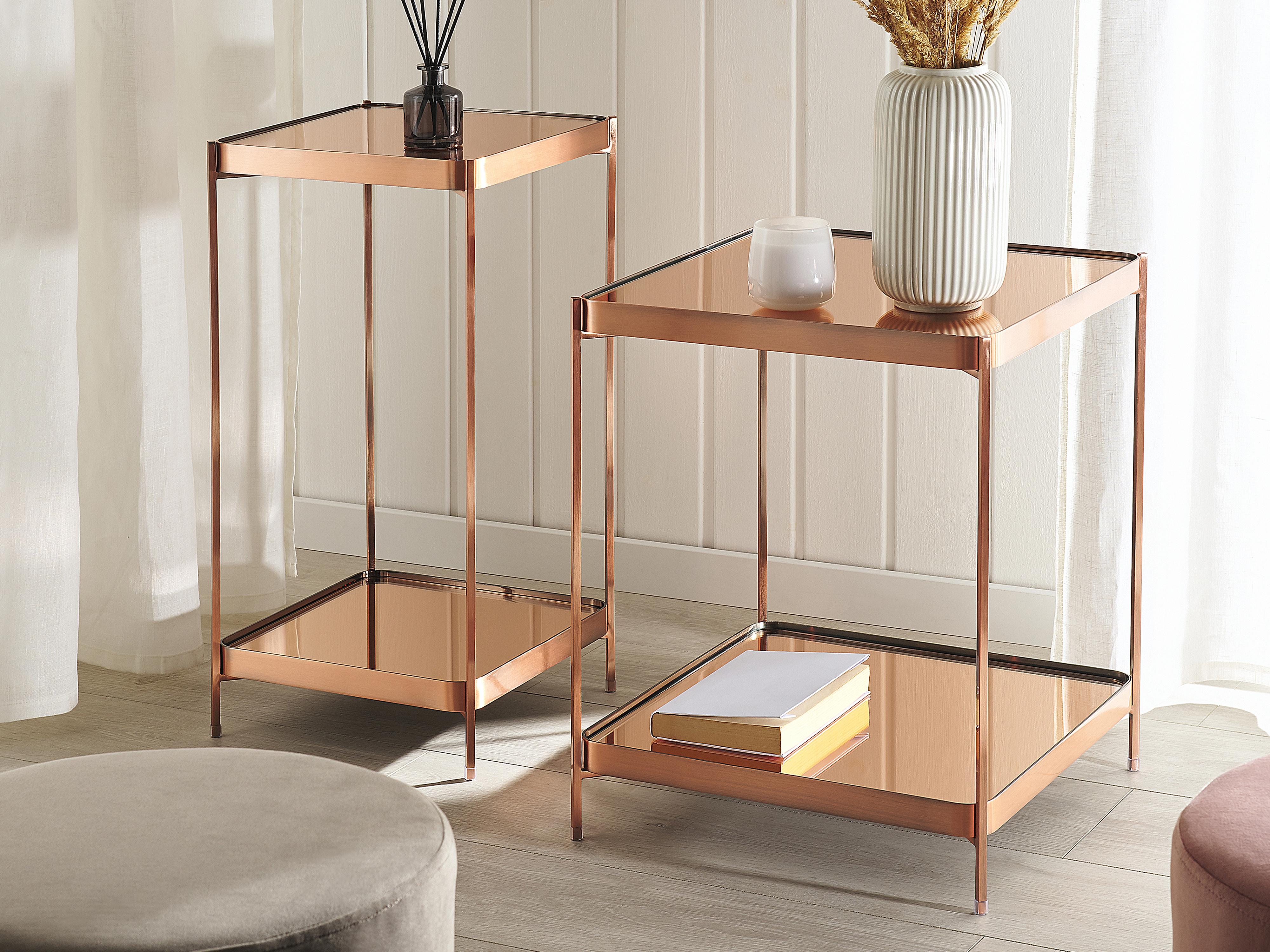 Bijzettafel ALSEA Veiligheidsglas Koper