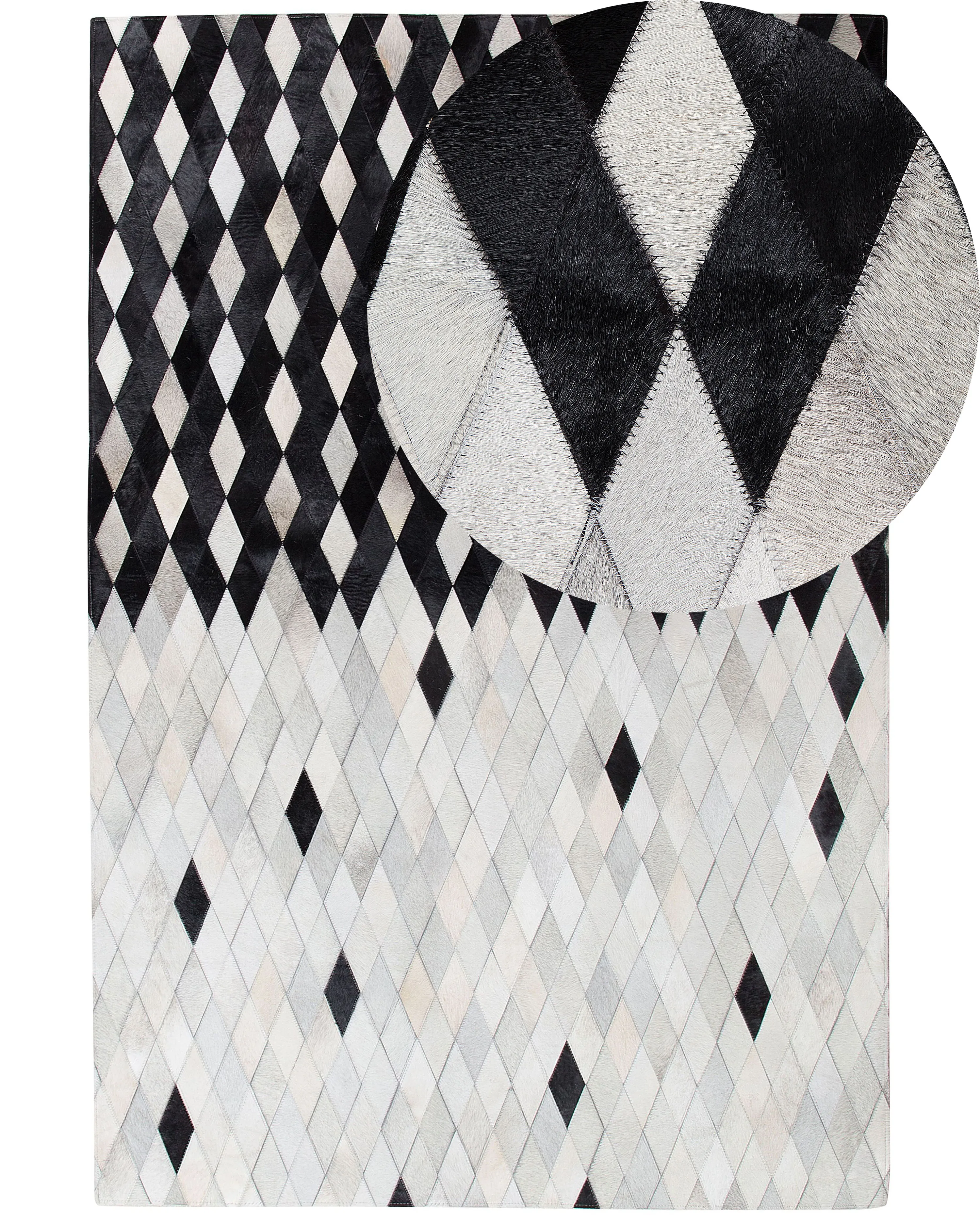 Vloerkleed MALDAN Zwart 160 x 230 cm Leer