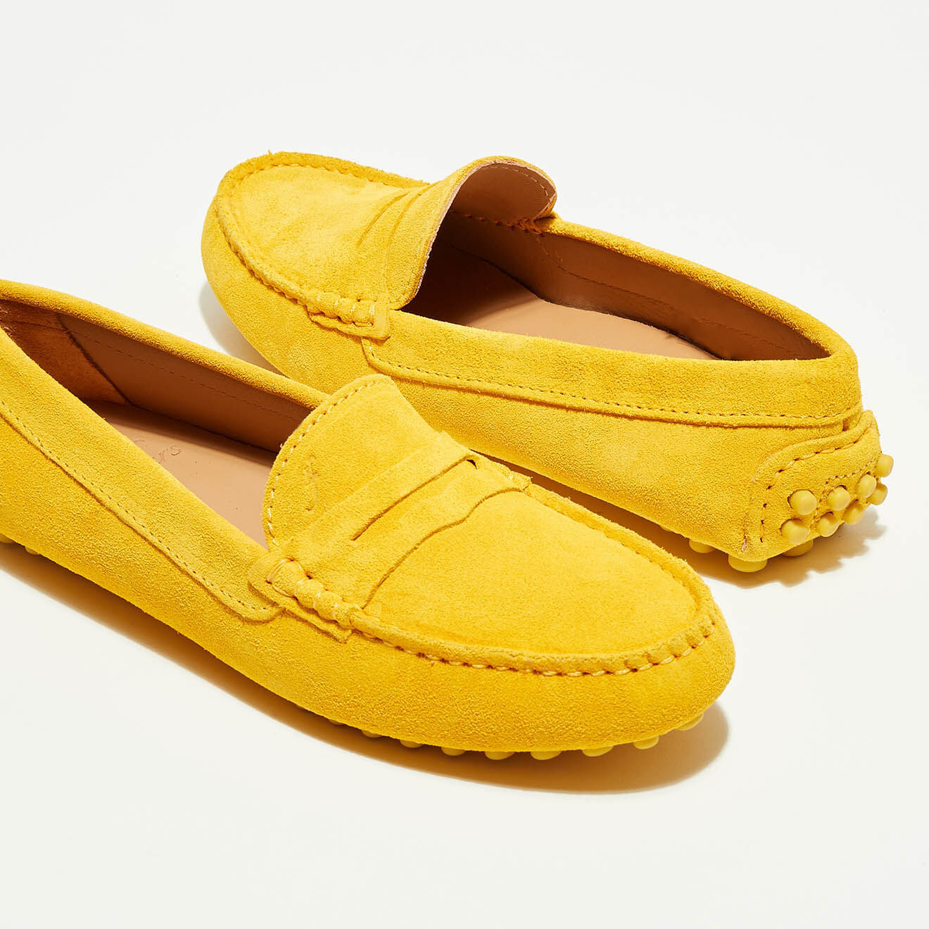 Loafers Mocassins en Velours de Cuir Lena jaune poussin