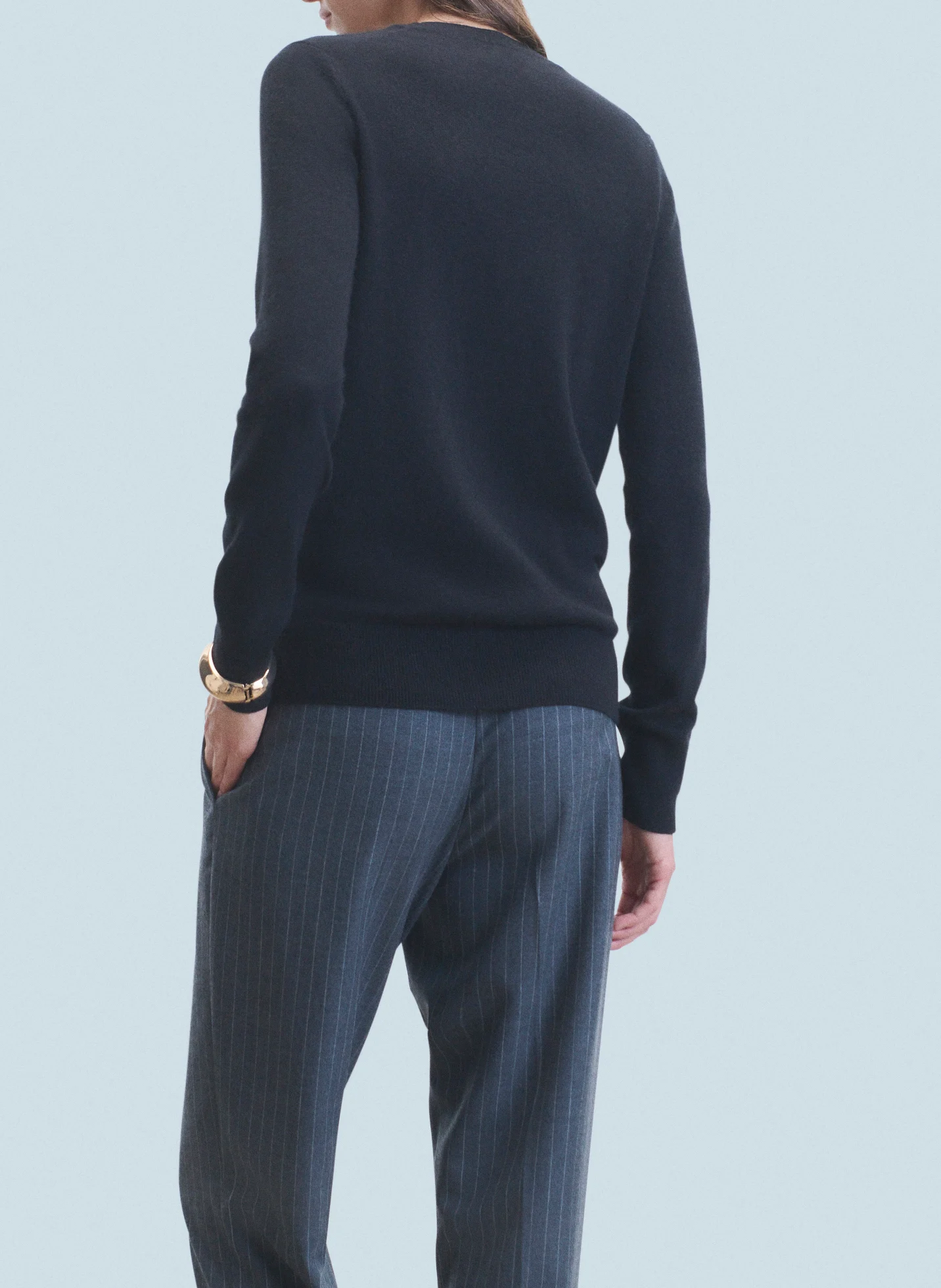 Pull droit col rond en cachemire | Noir