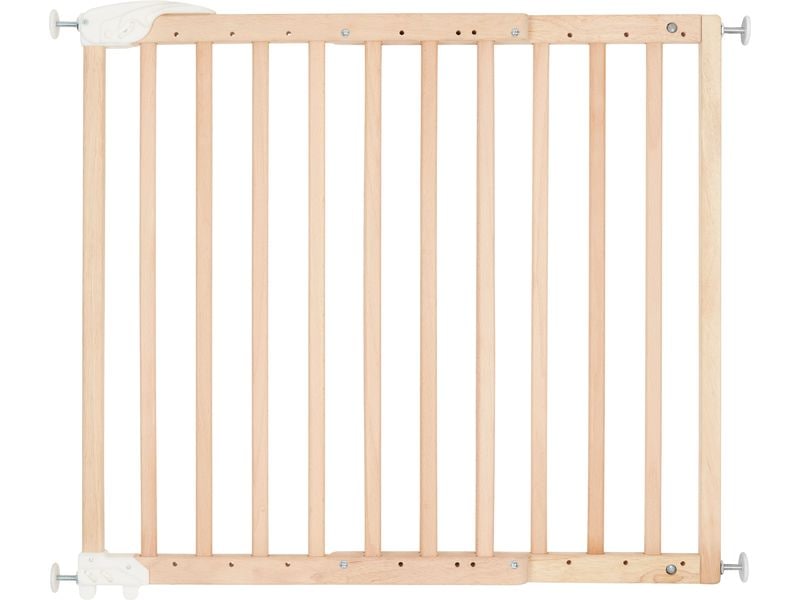 Badabulle Türschutzgitter Deco Pop Holz Natur 63 cm - 106 c Sicherheitsgitter mit ergonomischem Griff