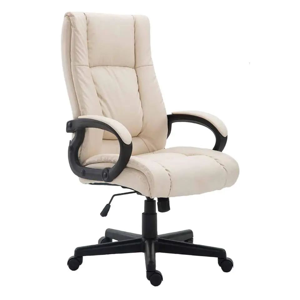 CLP Bureaustoel XL Sparta zwart Frame - Kunstleer - creme