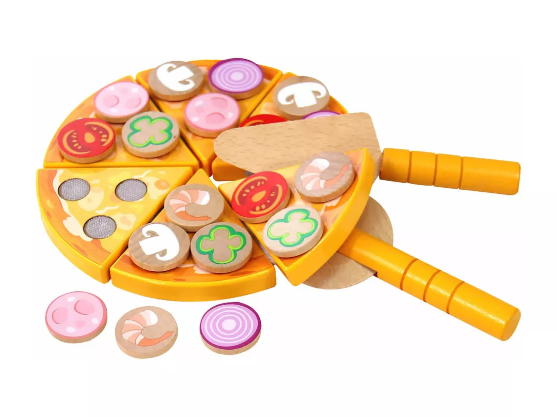 Jeu de Pizza pour Enfants Okhar À partir de 3 ans Bois Multicolore