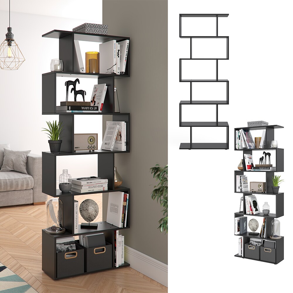 VICCO Raumteiler LEVIO 6 Fächer Schwarz Bücherregal Standregal Aktenregal Hochregal Regal