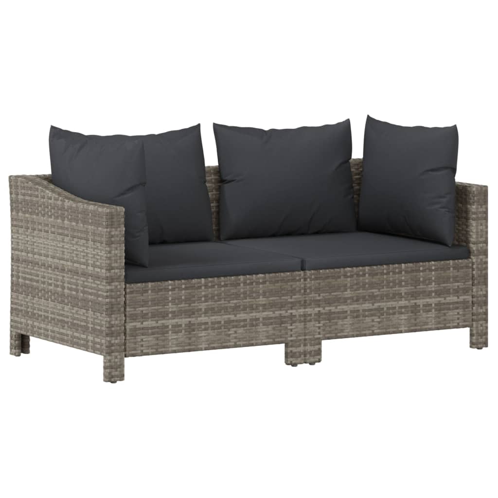Salon de jardin meuble d'extérieur ensemble de mobilier 6 pièces avec coussins gris résine tressée