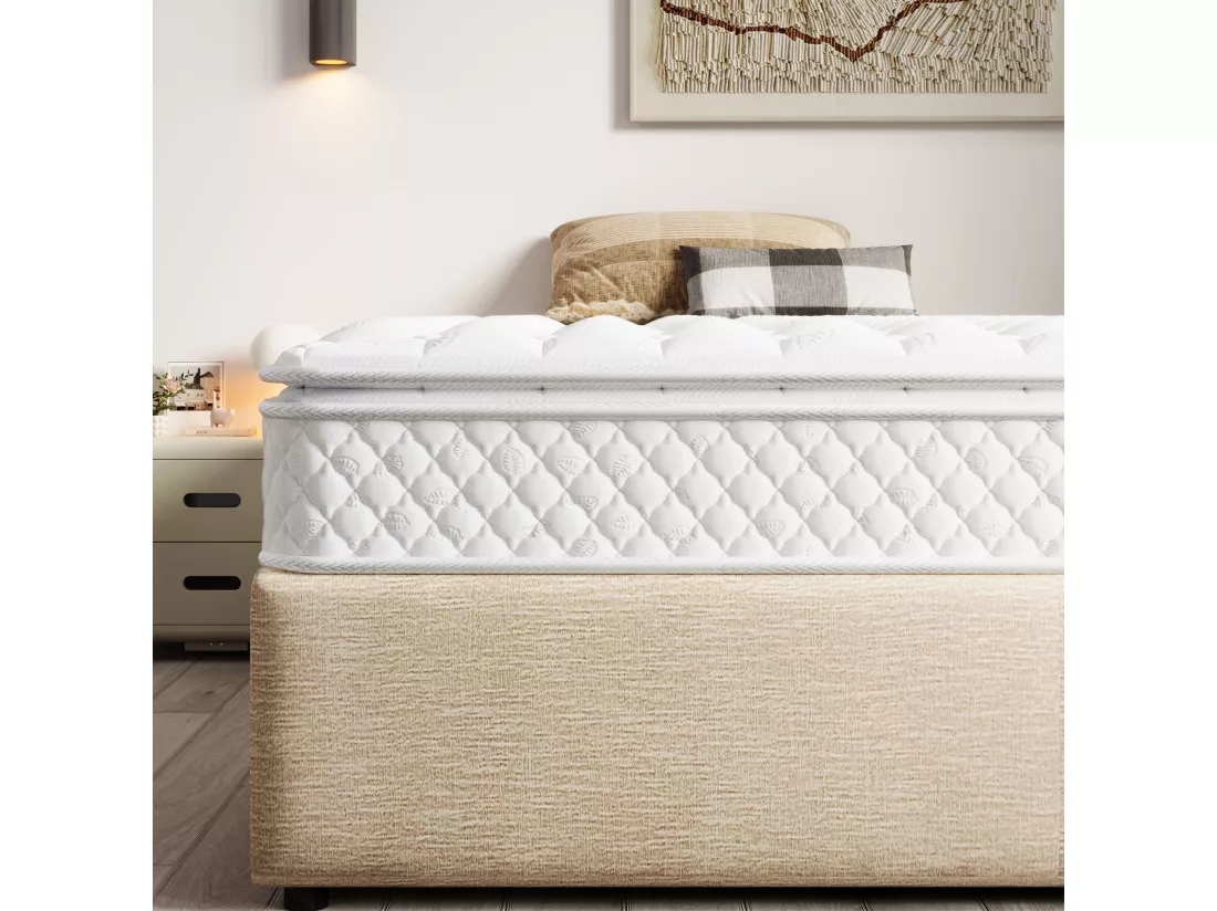 Matelas à ressorts 90x200 cm mousse ép.25 cm - dureté H3 - housse matelassée en microfibre - Blanc