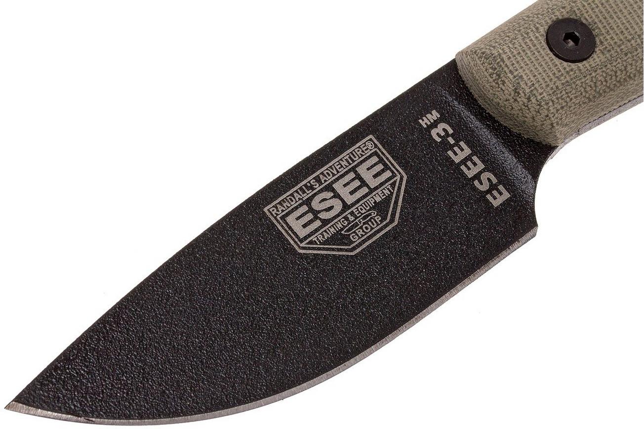 ESEE Model 3HM bushcraftmes Modified Handle, lederen schede