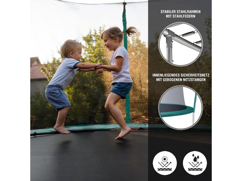 KOOR Trampolin mit Leiter, Durchmesser: 244 cm Gartentrampolin mit Sicherheitsnetz