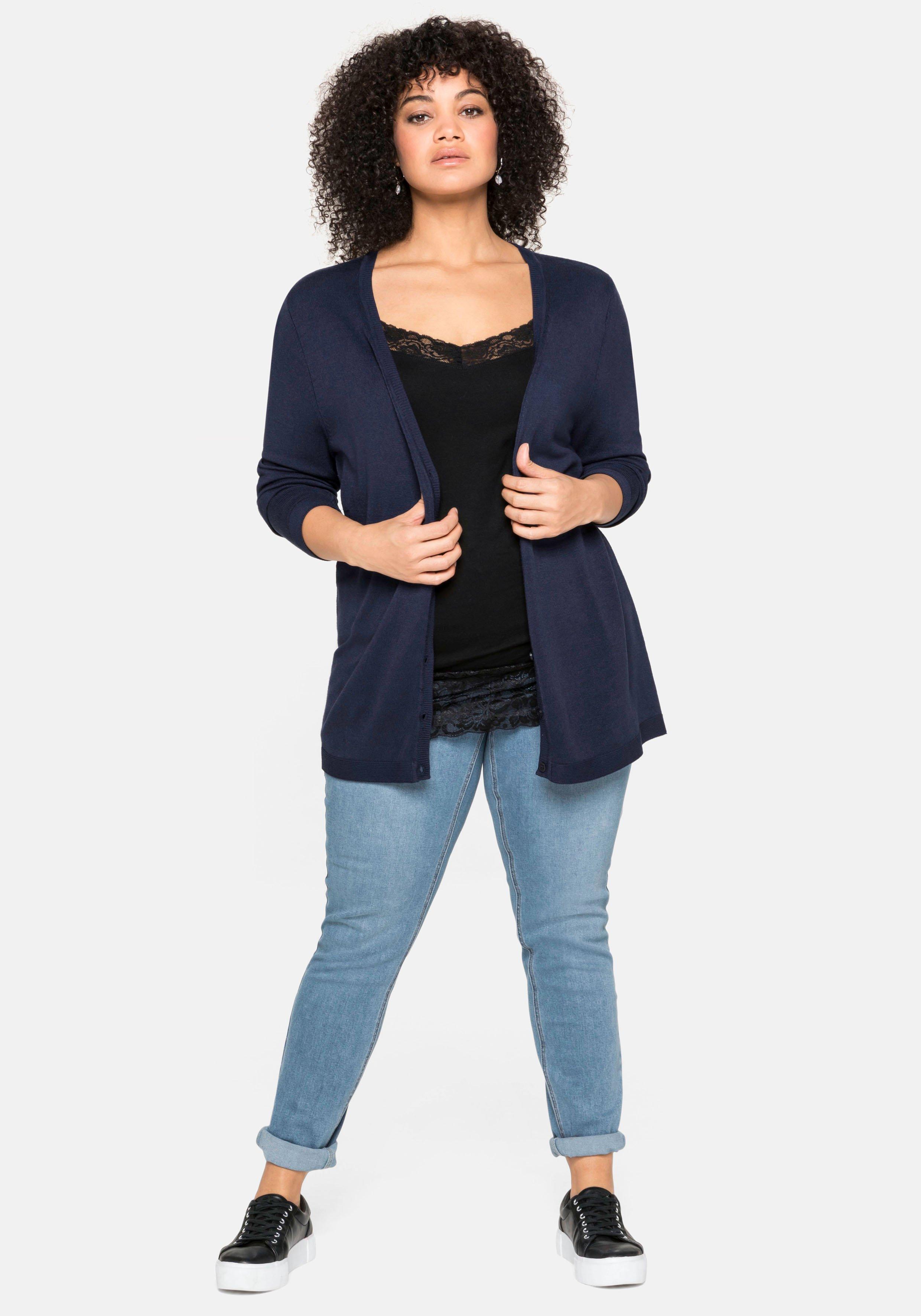 Strickjacke aus Viskose, mit tiefem V-Ausschnitt
