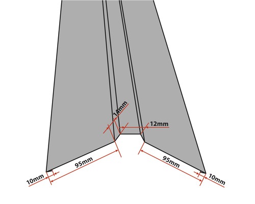 PRECIT rechte nok voor trapeziumplaat, oxiderood RAL 3009, 1000 mm x 95 mm x 95 mm
