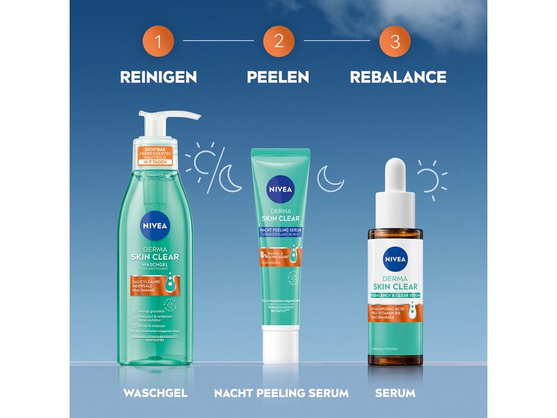 NIVEA Reinigungsgel Derma Skin Clear 150 ml Waschgel für zu Unreinheiten neigender Haut reinigt gründlich
