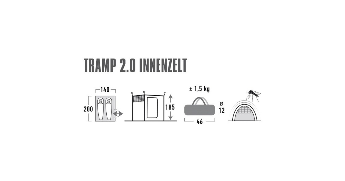 High PeakBinnentent voor Tramp 2.0  (Wit/grijs)
