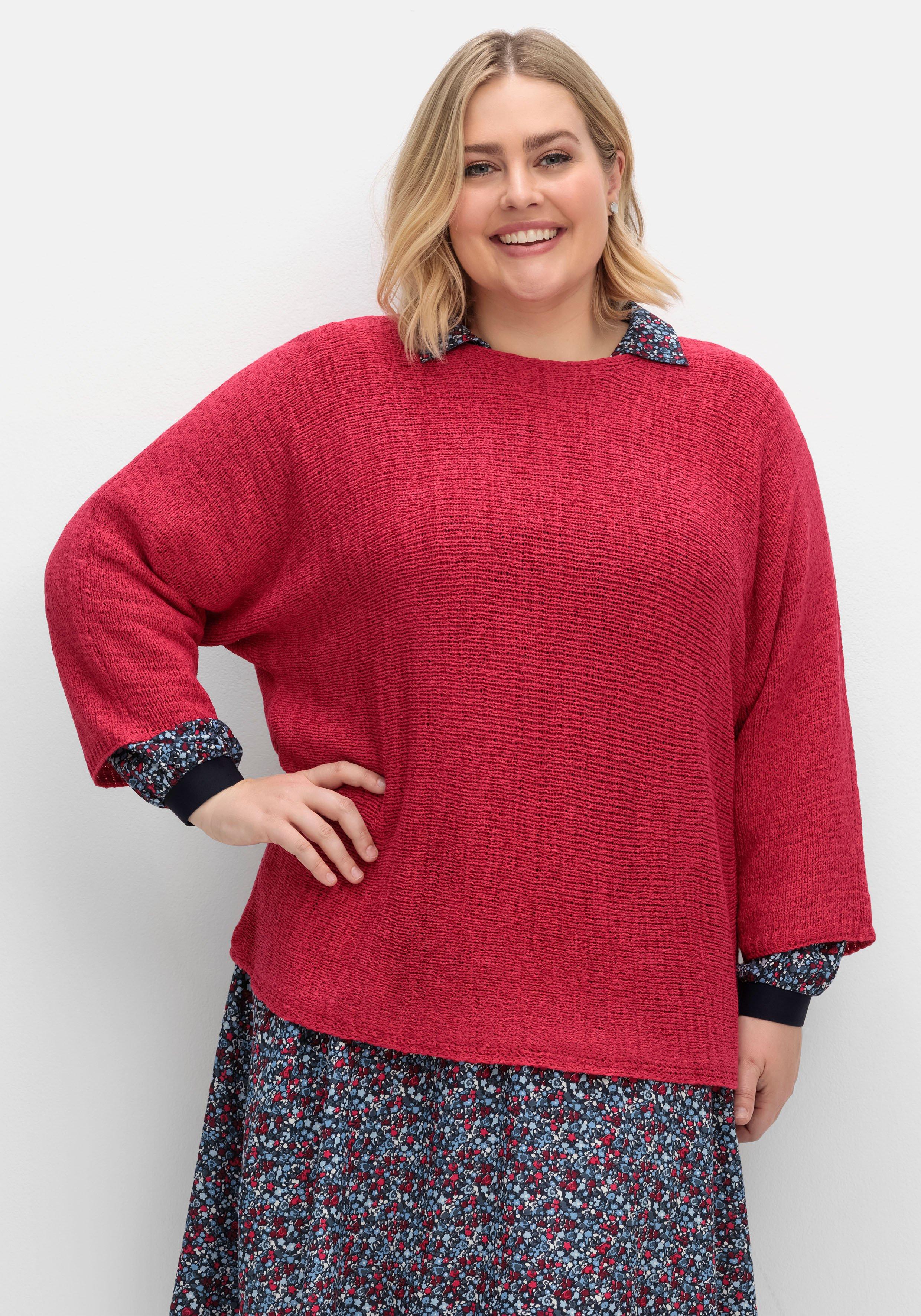 Oversized-Pullover mit 3/4-Arm, aus Bändchengarn