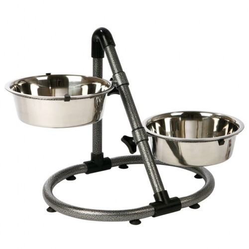 Conjunto de tigela para cachorro com suporte, cinza