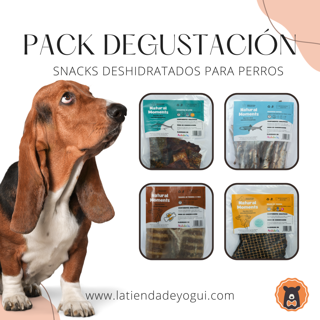 Pacote de degustação de petiscos desidratados para cães